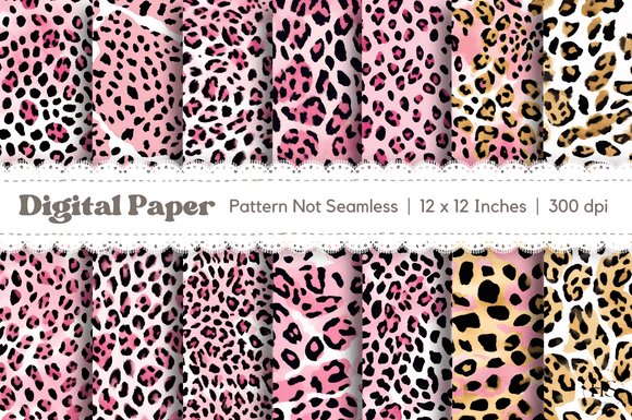 14 Watercolor Pink Leopard Patterns for Crafters