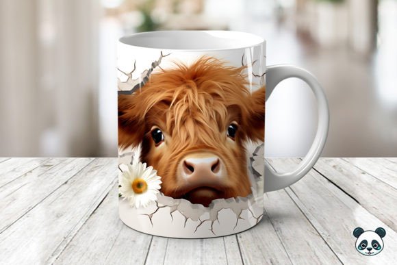 3D Highland Cow Mug Wrap: A Crafty Design Asset for Bloggers
