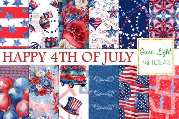 4th of July Digital Papers, USA Patterns