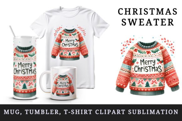 Christmas Sweater Tumbler Mug Clipart for Crafts & Digital Sellers
