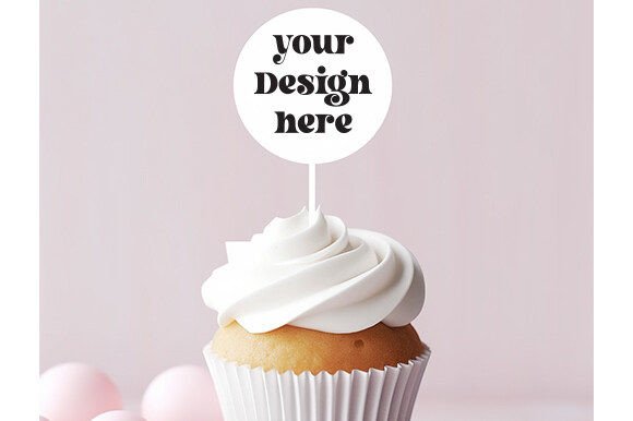 Cupcake Party Toppers Mockup Label: A Sweet Touch for Branding & Packaging Projects