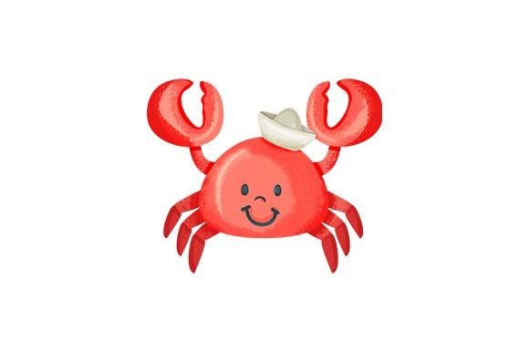 Cute Crab with Sailor Hat - Watercolor: A Charming Addition to Local Branding and Packaging