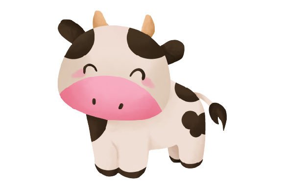 Cute Little Cow, Watercolor for Branding & Marketing in Animals Niche