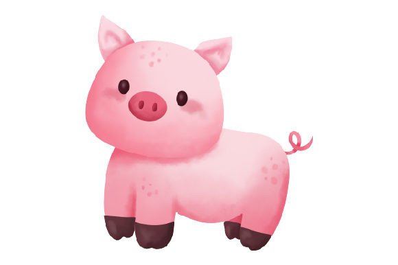 Cute Little Pig, Watercolor: A Whimsical Animal Design for Local Branding