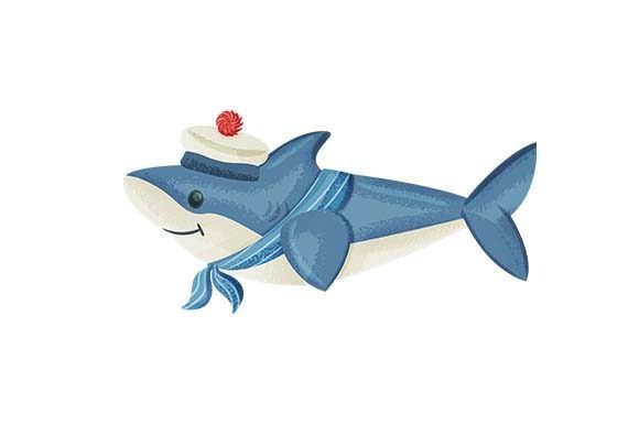 Cute Shark with Sailor Hat - Watercolor: A Fresh Animal-Inspired Design for Playful Branding