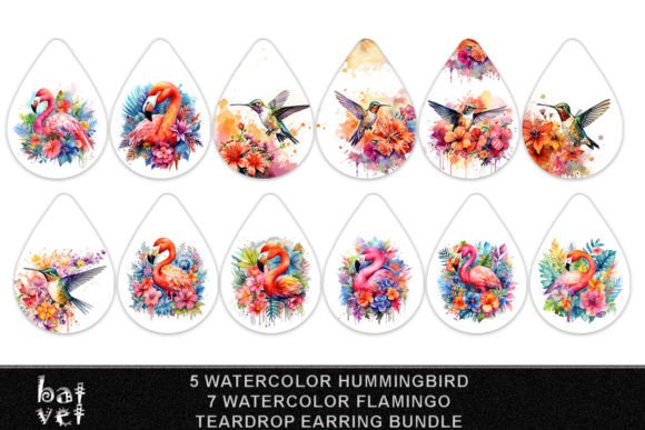 Floral Bird Earring PNG Bundle Design for Crafts & Handmade Business Use