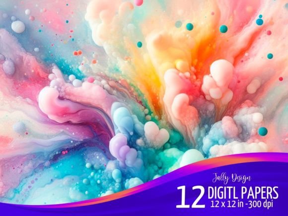 Pastel Watercolor Clouds Digital Paper