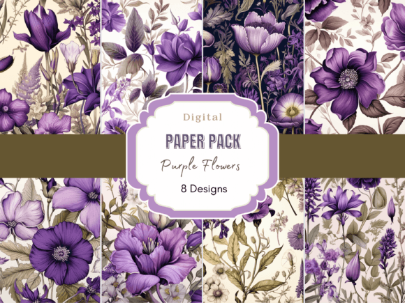 Purple Flower Digital Paper Pack Review for Real Embroidery Projects