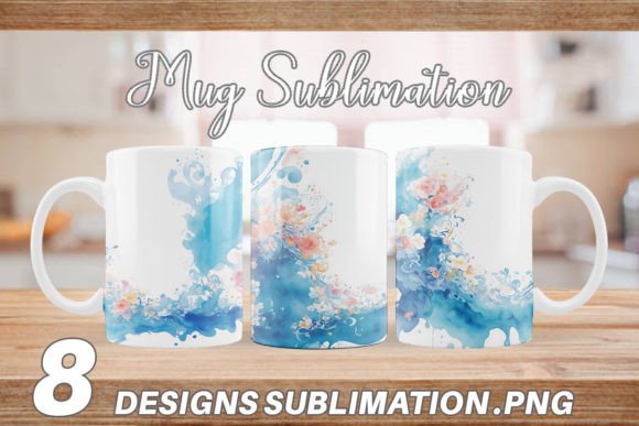 Refreshing Brand Energy with Mug Wrap Watercolor Splash Wave for Local Craft Brands