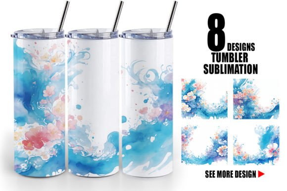 Refreshing Visual Energy with Tumbler Wrap Watercolor Splash Wave