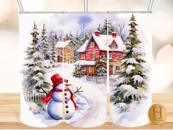 Snowman Watercolor Tumbler Png for Crafts & Digital Selling
