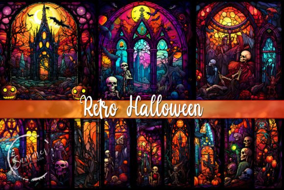 Stained Glass Retro Halloween Background Review