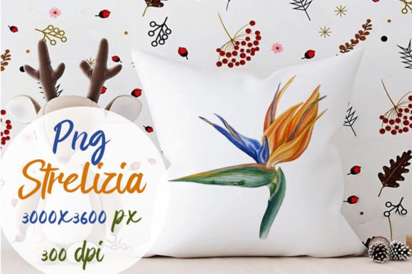 Sublimation Botanic Watercolor Strelizia for Crafts & Handmade Business Design