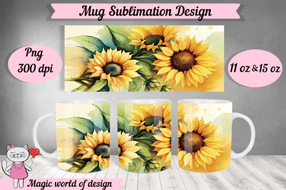Sunflower Mug Design PNG for Crafts & Local Branding Projects