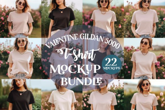 Valentine Gildan 5000 T-shirt Mockup Bun
