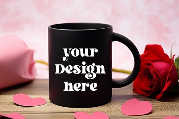 Valentine's Day Black Mug Mockup 6 for Mugs & Creative Sales