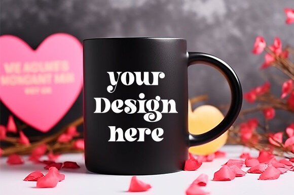 Valentine's Day Black Mug Mockup 9 for Mugs & Creative Product Sellers