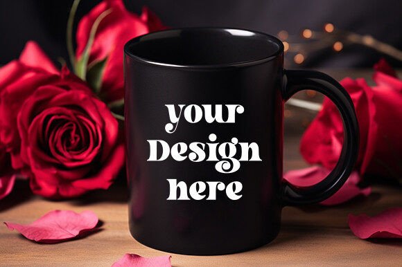 Valentine’s Day Black Mug Mockup 11 for Mugs & Creative Content Publishing