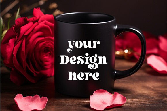 Valentine’s Day Black Mug Mockup 12: A Visual Design Asset for Seasonal Blog Branding