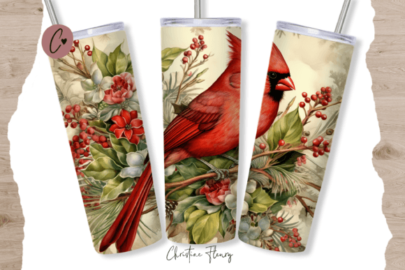 Vintage Christmas Cardinal Tumbler PNG Review